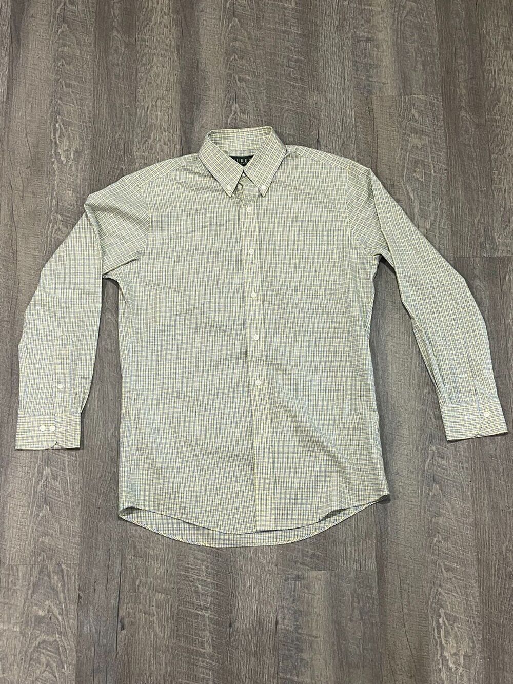 Lauren Ralph Lauren Men's L/S Dress Shirt Yellow & Blue Plaid 15* 32-33 Slim EUC